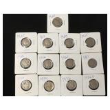 13 Indian Head/Buffalo nickels,