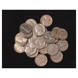 Approximately 25 Jefferson nickels,