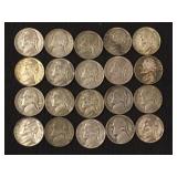 20 Wartime Jefferson nickels,