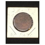 2 Cent piece, says could be 1864 on card.