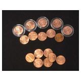 Approx 10 Lincoln Anniversary cents, & 7 newer