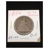 1854 Seated Liberty Half dollar