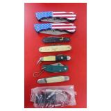 7 Knives and 1 Chevy Carabiner keychain.