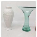 Wedgewood vase and Blenko art glass vase.