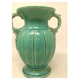 McCoy pottery double handle vase. Cracked in top.