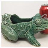 McCoy pottery green frog planter.