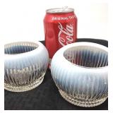 2 Fenton art glass tea light holders,