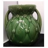 Shawnee pottery #827 USA green double handle vase.