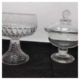 2 Antique glass compotes, one has lid.