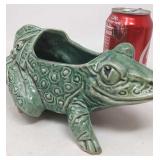 McCoy pottery green frog planter. No cracks or