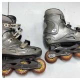 Pair of inline roller skates. Could not find size.