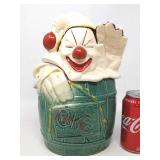 Vintage McCoy pottery clown in a barrel cookie