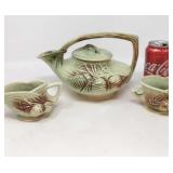 Vintage McCoy pottery tea set. Pine cone pattern.