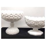 2 Milk glass dishes. Unmarked.
