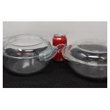 2 Pyrex covered dishes.