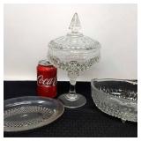 3 Vintage glass dishes,