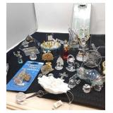 Assorted Crystal collectibles, most are in boxes.