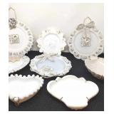 White milk glass plates decorated and made into