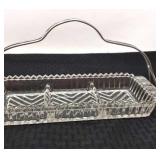 Vintage glass divided relish dish with metal