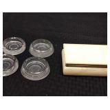 4 Vintage furniture glass coasters, alabaster