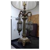 Brass and marble base table lamp. Working when