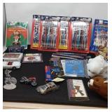 Sports collectibles. Pencils, cars, etc.