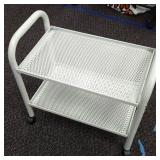 2-shelf metal rolling cart. Approximately