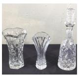 Two glass vases and one carafe. See photos.