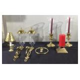 Brass and brass like candle holders.