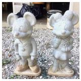 Mickey & Minnie concrete yard art.