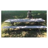 8 ft. Picnic table with decorative metal frame.