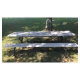 8 ft. Picnic table with decorative metal frame.