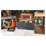 Power tools, saber saw in a homemade case,