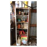 White metal cabinet and contents,