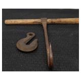 Antique double handle hay hook,