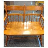 Wooden 2 seat bench. Approximately 36' wide.