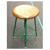 Vintage Metal frame, wood seat swivel stool.