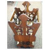 Antique wooden magazine rack. Very ornate.