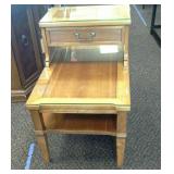 End table. Glass tops. 1 drawer.