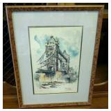 Framed Jan L Corthals 'Tower Bridge London'.