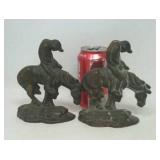 Cast iron bookends.  Native American on horse.