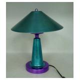 Teal and purple table lamp. Working when tested.