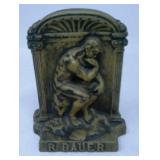 The thinker cast iron bookends.  Antique. Tri