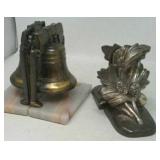 2 pair of bookends.  Liberty Bell, lacquered