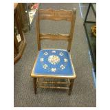 Vintage wooden chair.  Cushion seat.