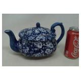 Blue and white teapot.