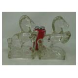 Vintage pressed glass horse bookends.