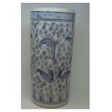 Ceramic umbrella stand. Approximately 18' tall.