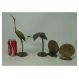 Brass clam shell bookends,  2 brass figures.