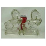 Vintage pressed glass horse bookends.